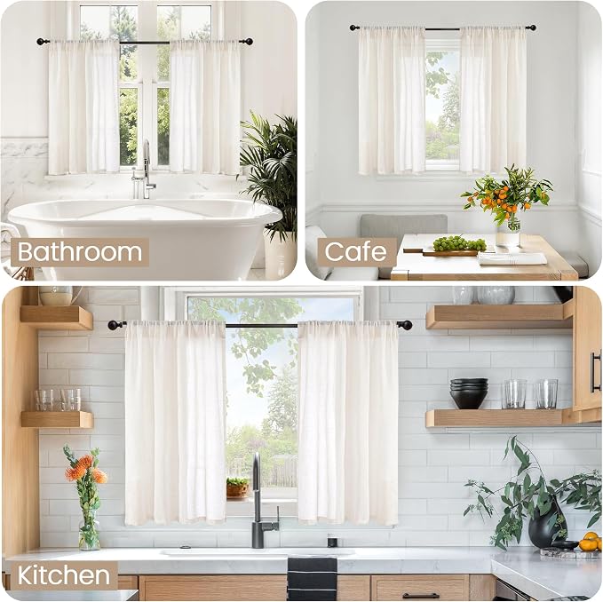 BGment Short Linen Curtains 45 Inch Length - Image 2