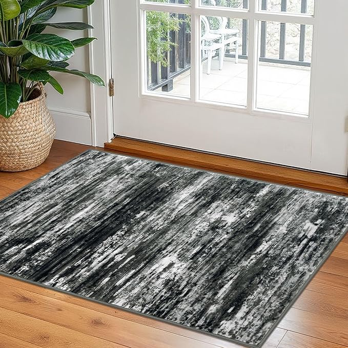 KOZYFLY Modern Abstract Entryway Rugs 2x3, Washable Kitchen Rug Non-Slip Soft by KOZYFLY