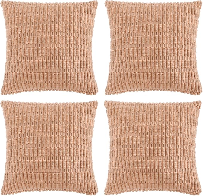 Fancy Homi 4 Packs Peach Decorative Throw Pillow Covers 24x24 Inch by Fancy+Homi