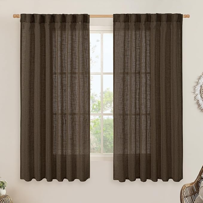 LAMIT Sheer Linen Curtains 63 Inch by LAMIT