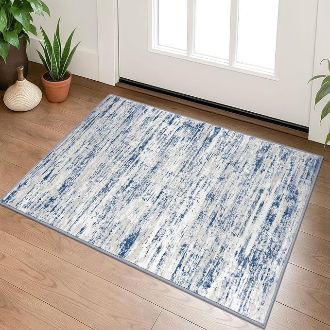 Lansny Modern Abstract Entryway Rug Indoor 2x3 Washable Rug Non-Slip Soft Small by lansny
