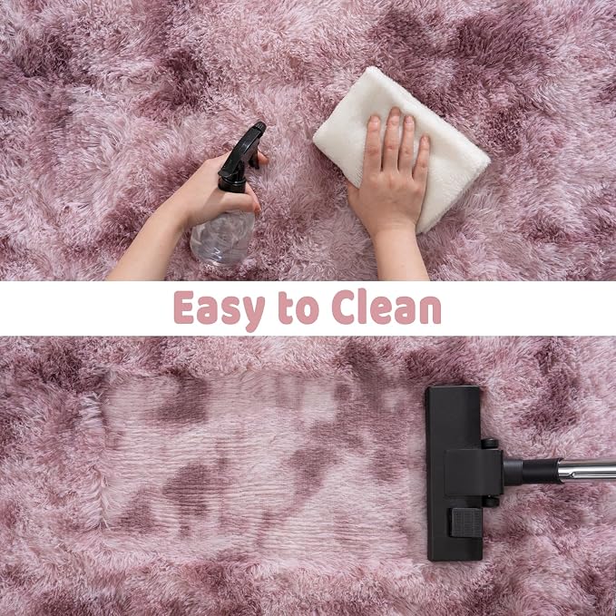 Soft Runner Rugs for Bedroom Hallways, 2x6 Tie-Dyed Grey Purple Fluffy Shag - Image 8