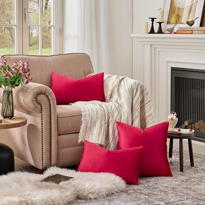GIGIZAZA Red Velvet 12x20 Decorative Throw Pillow Covers - Image 3