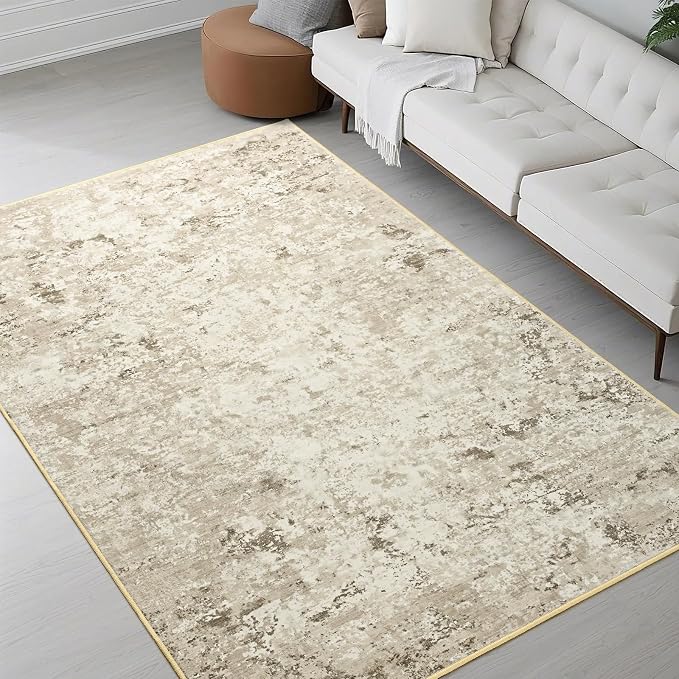 Toneed Abstract Area Rug Modern Washable Rug Soft Non Slip Rug Low Pile by Toneed