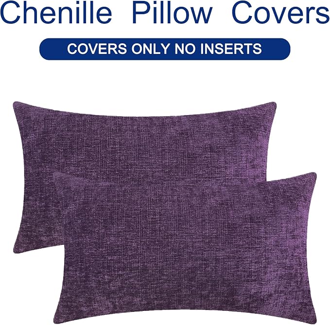 CaliTime Throw Pillow Covers Decorative 12 X 20 Inches Pack of 2 Cozy Chenille - Image 6