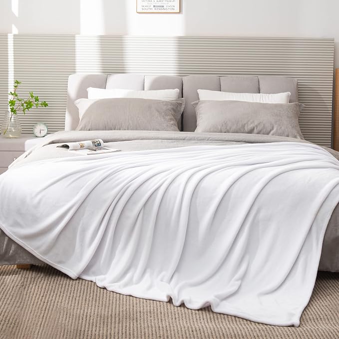 BEDELITE Fleece Blankets Queen Size White Throw Blankets - Image 8