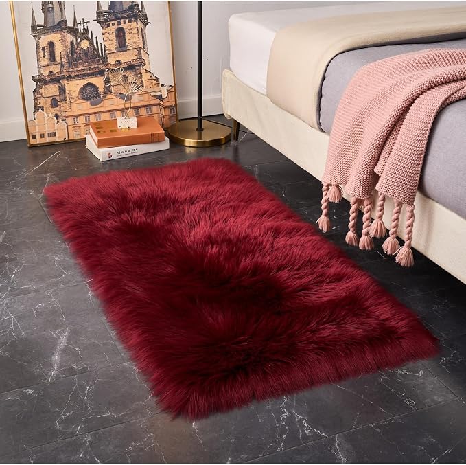 EasyJoy Ultra Soft Fluffy Shaggy Area Rug Faux Fur Rug Chair Cover Seat Pad - Image 3