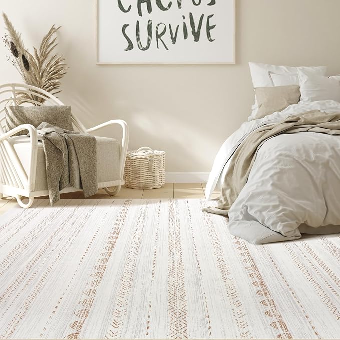 Nakagishi Area Rug Living Room Rugs: 3x5 Soft Machine Washable Boho Neutral - Image 4