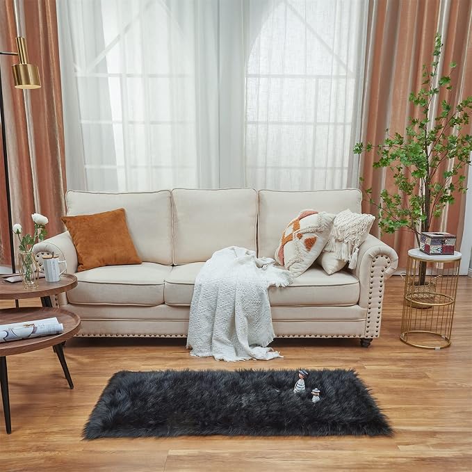 EasyJoy Ultra Soft Fluffy Shaggy Area Rug Faux Fur Rug Chair Cover Seat Pad - Image 2