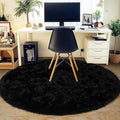 5'x5' Black Round Rug for Bedroom, Ultra Soft Fluffy Circle Rug for Kids Girls by Quntue