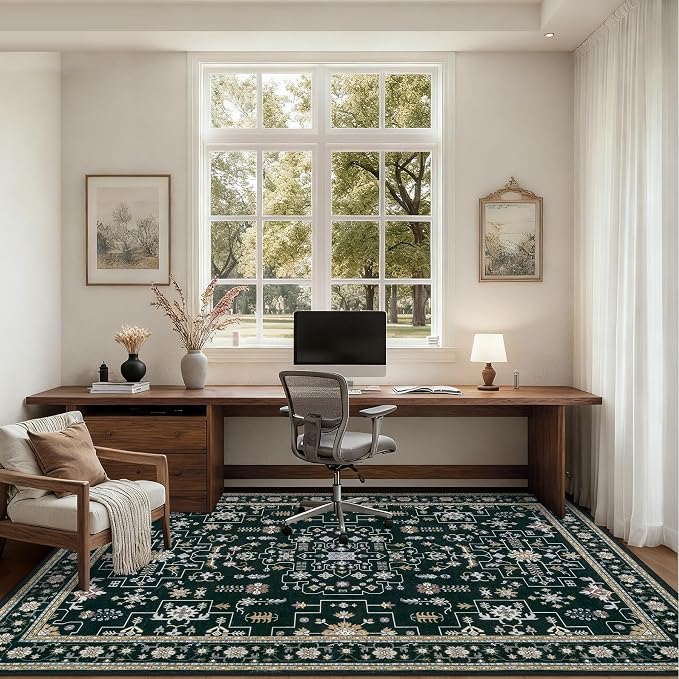 Area Rugs 10x14 Living Room Rug: Washable Rug Soft Vintage Boho Medallion - Image 5