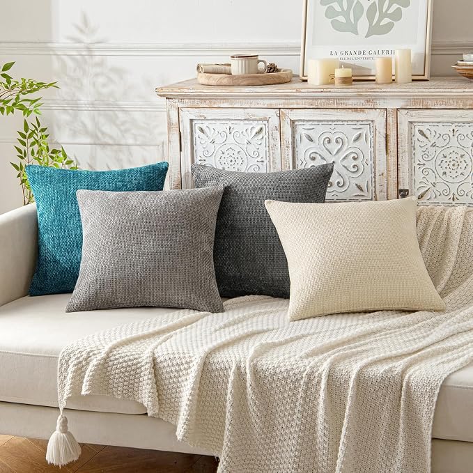 MIULEE Pack of 2 Couch Throw Pillow Covers 18x18 Inch Coastal Teal Modern Boho - Image 4