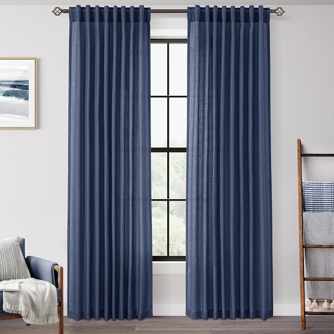Navy Blue Curtains 96 inch Length by Jolilight