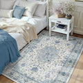 Area Rugs 3'x5' Washable Non-Slip, Floral Vintage Distress Print Pattern by RELEANY