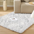 ORINOVA White and Grey Faux Shaggy Fur Rug by ORINOVA
