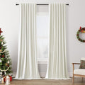 Ivory 100% Blackout Linen Curtains 144 Inch Length 2 Panels Set by Guken