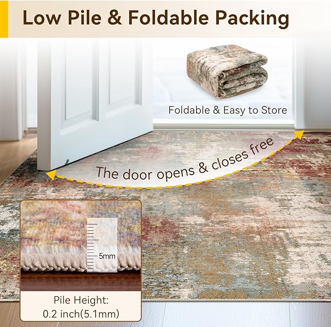 Washable Area Rugs 6ft Non-Slip Modern Abstract Soft - Image 8