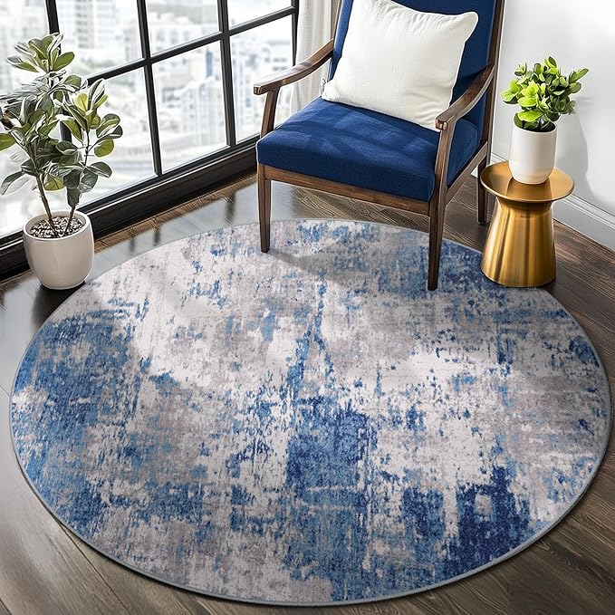 Washable Area Rugs 4ft Non-Slip Modern Abstract Soft - Image 7