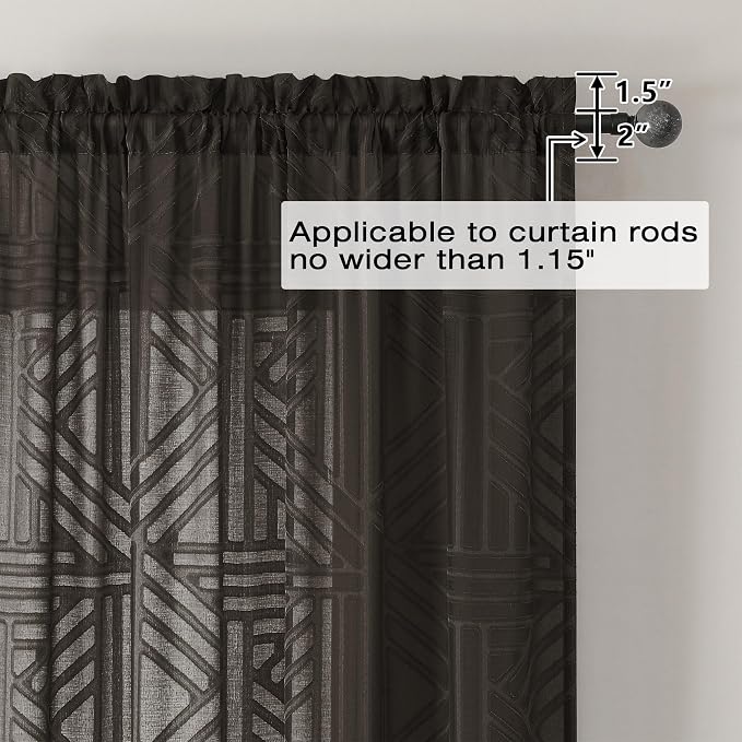 Simplebrand Chocolate Semi Sheer Curtains 84 Inches Long 2 Panels, Light - Image 4