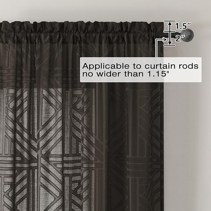 Simplebrand Chocolate Sheer Kitchen Curtains 36 Inch Length Tier Curtains 2 - Image 4