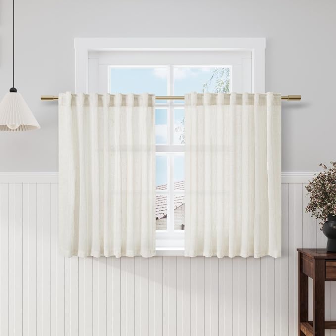 Cream Kitchen Cafe Curtains 45 Inch Length 2 Panel Set Back Tab Pocket Semi by Nanspring
