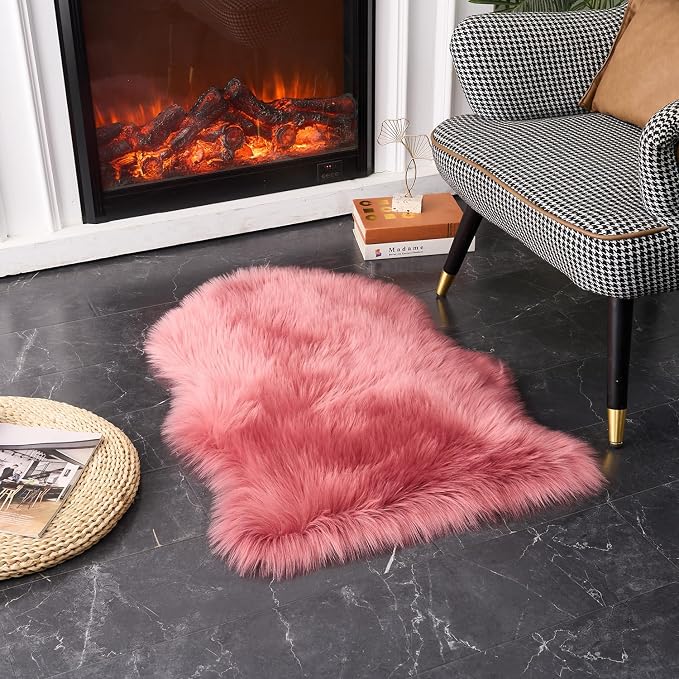 EasyJoy Ultra Soft Fluffy Shaggy Area Rug Faux Fur Rug Chair Cover Seat Pad - Image 4