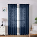 Lecloud Leia 2 Panels Navy Blue Sheer Curtains 84 Inches Long, Light Filtering by Lecloud