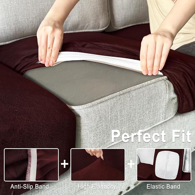 Leather Look Couch Cushion Covers Sofa Seat Slipcovers Sets Couches Furniture - Image 4