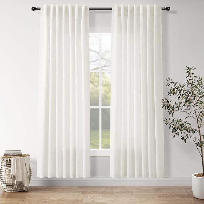 Nanspring Neutral Linen Curtains 80 Inch Length by Nanspring