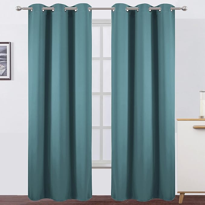 LEMOMO Sea Teal Thermal Blackout Curtains/42 x 95 Inch/Set of 2 Panels Room by Lemomo