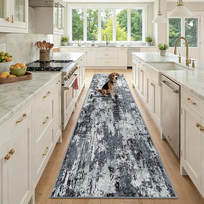 Washable Area Rugs 2'6''x10 Non-Slip Modern Abstract Soft by RELEANY