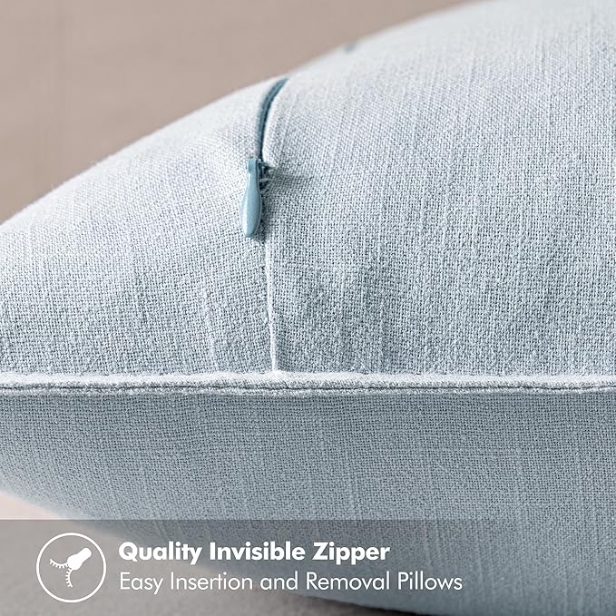 MIULEE Decorative Linen Euro Sham Pillow Covers 26x26 Light Blue Boho - Image 3