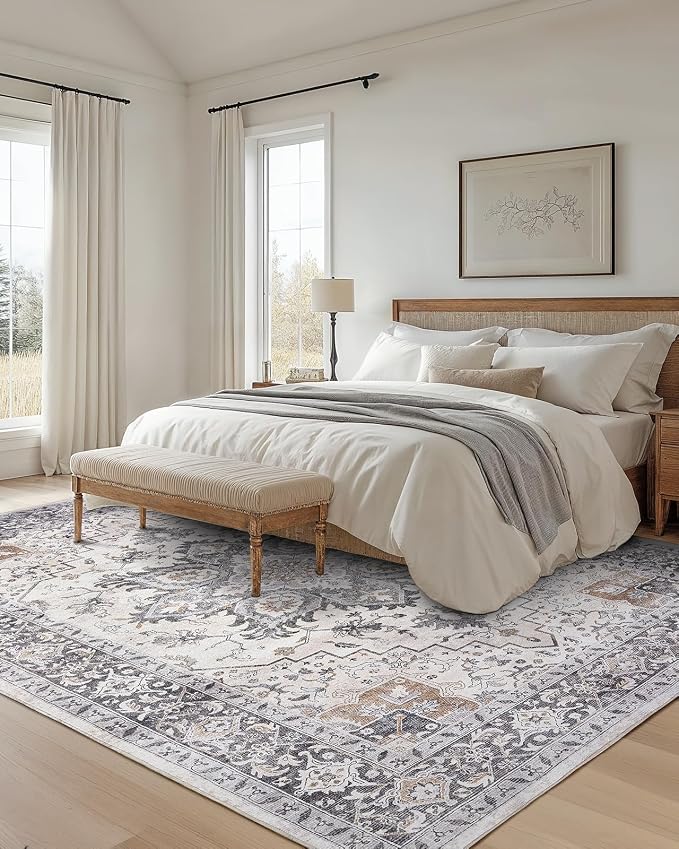 AMADA HOMEFURNISHING 9x12 Washable Area Rug, Low-Profile Large Area Rug - Image 8