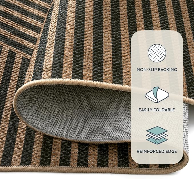 Lahome Enfys Modern Geometric Outdoor Easy Jute Rug, 3x5 Indoor Outdoor Rugs - Image 2