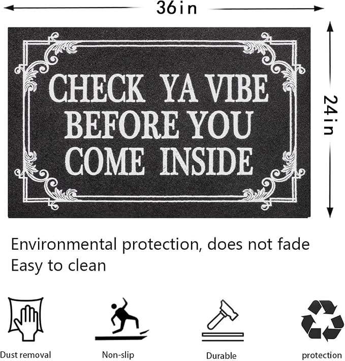 Indoor Door Mat Welcome Mats for Front Door Outdoor Entry Black Doormat - Image 3