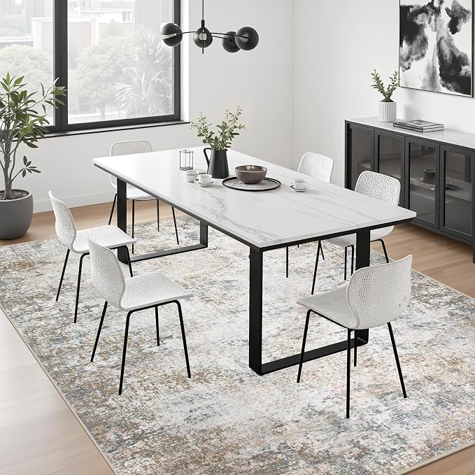 5x7 Area Rug Living Room Rug: Washable Modern Abstract Soft Thin Rug Indoor - Image 5