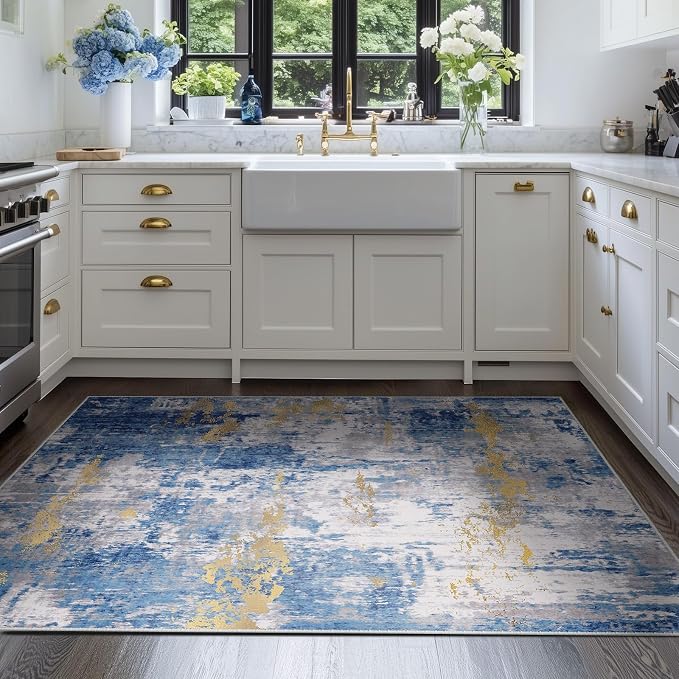 Washable Area Rugs 4'x6' Non-Slip Modern Abstract Soft - Image 3