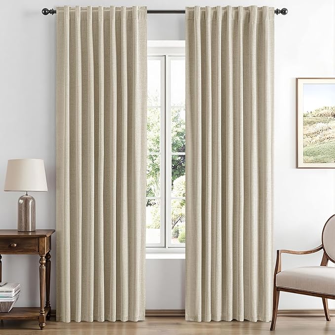 MIULEE 100% Blackout Linen Curtains by MIULEE