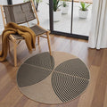 Lahome Enfys Modern Rainbow Round Rug, 3ft Small Washable Circle Carpet Natural by Lahome