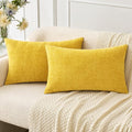 MIULEE Pack of 2 Couch Throw Pillow Covers 12x20 Inch Soft Yellow Chenille by MIULEE