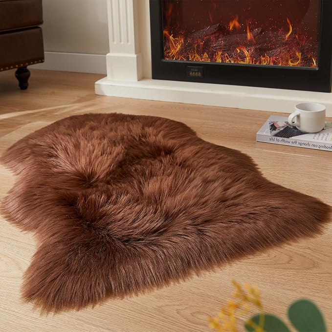 EasyJoy Ultra Soft Fluffy Shaggy Area Rug Faux Fur Rug Chair Cover Seat Pad by EasyJoy