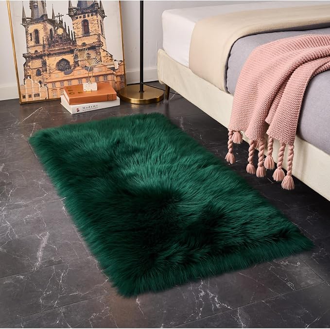 EasyJoy Ultra Soft Fluffy Shaggy Area Rug Faux Fur Rug Chair Cover Seat Pad - Image 3