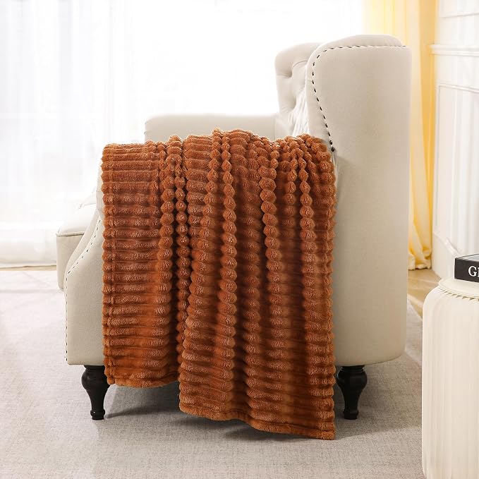 Burnt Orange Fleece Throw Blanket 50”×60” - Image 4