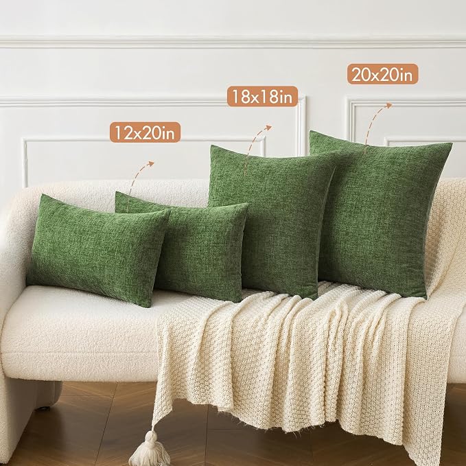 MIULEE Pack of 2 Couch Throw Pillow Covers 20x20Inch Soft Moss Green Spring - Image 4