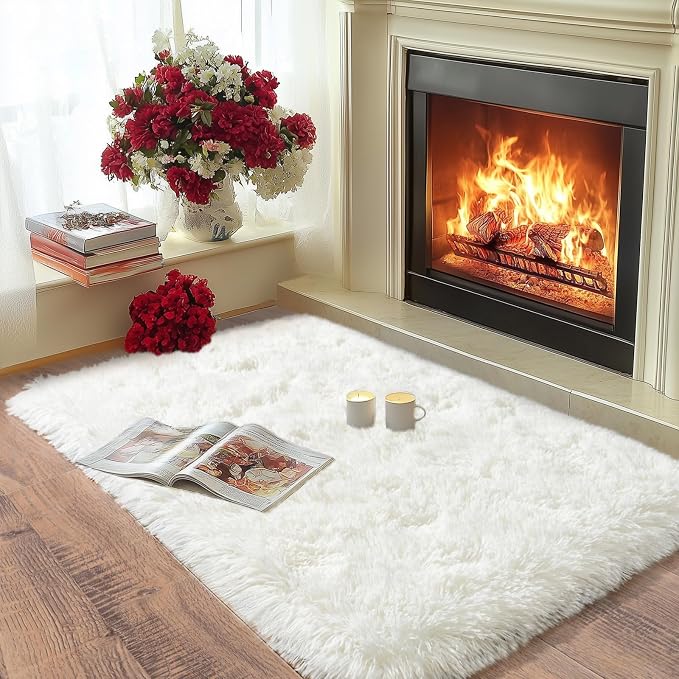 Pionblank Fluffy Small Rug for Bedroom 2x3 Feet, Shag Soft Area Rug, Modern - Image 4