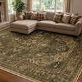 Area Rugs 8'x10' Washable Non-Slip, Floral Vintage Distress Print Pattern by RELEANY