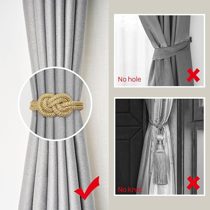 NICEEC 2 Pack Mini Magnetic Curtain Tiebacks Nordic Simple Style Drape Tie - Image 2