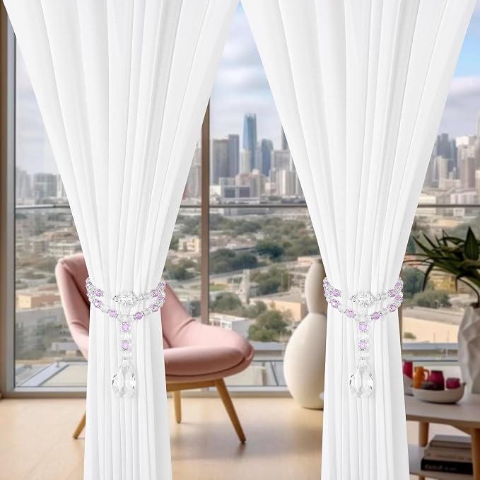 SUQ I OME 2 Pack of Luxury Crystal Beaded Magnetic Curtain Tieback and Holdback - Image 4