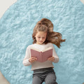 OLANLY Light Blue Round Rugs for Bedroom by OLANLY