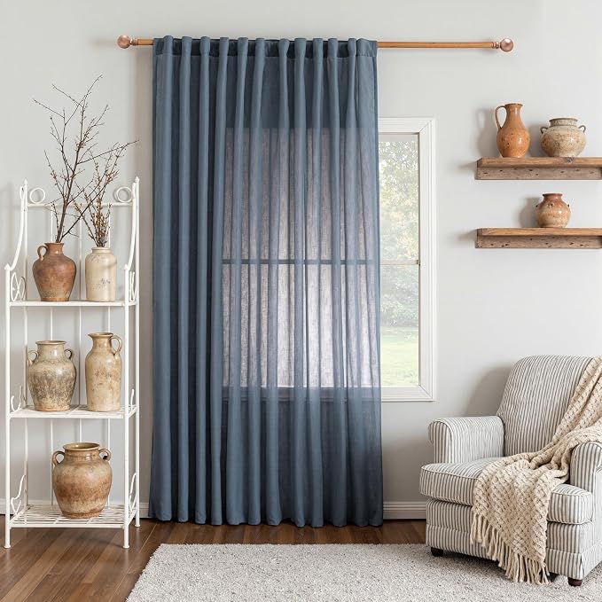 MYSKY HOME Curtains for Living Room 84 Inches Long Semi Sheer Light Filtering by MYSKYHOME